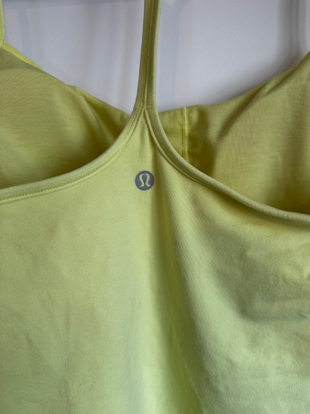 Lululemon Power Y Tank Size 10 Bright Yellow Green Built-In Bra Yoga Racerback - Picture 6 of 7